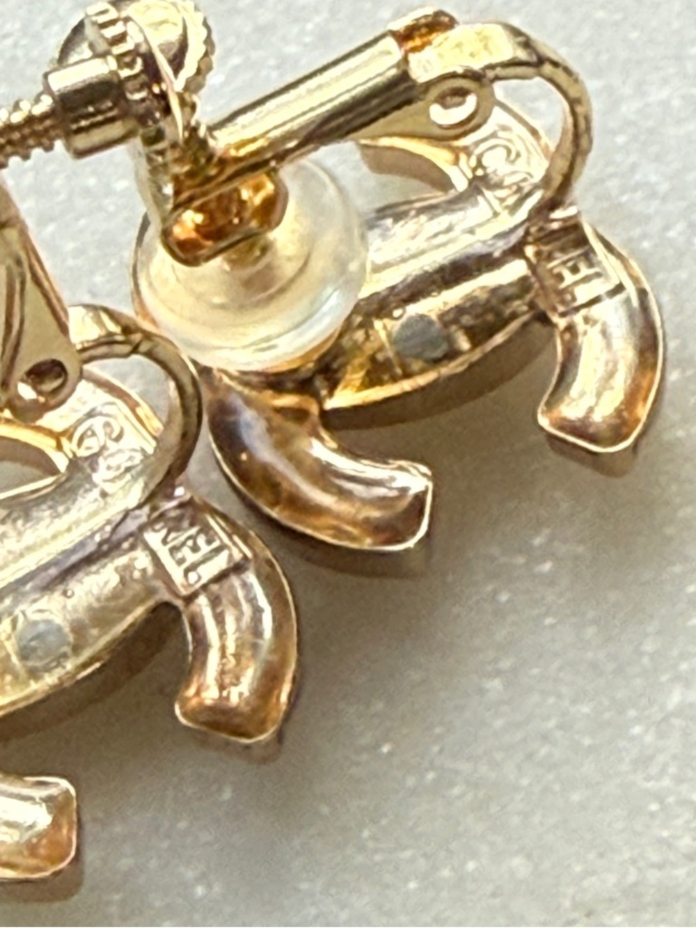 CHANEL button 1” custom Earrings Gold CC repurposed from authentic accessories - Picture 5 of 8